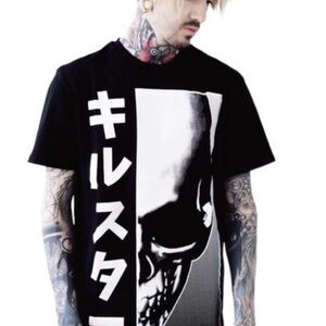Killstar Men’s XS Black Tokyo Skull Graphic T-Shirt Like New